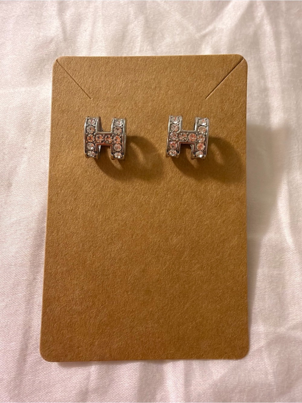 Crystal H Initial Stud Earrings